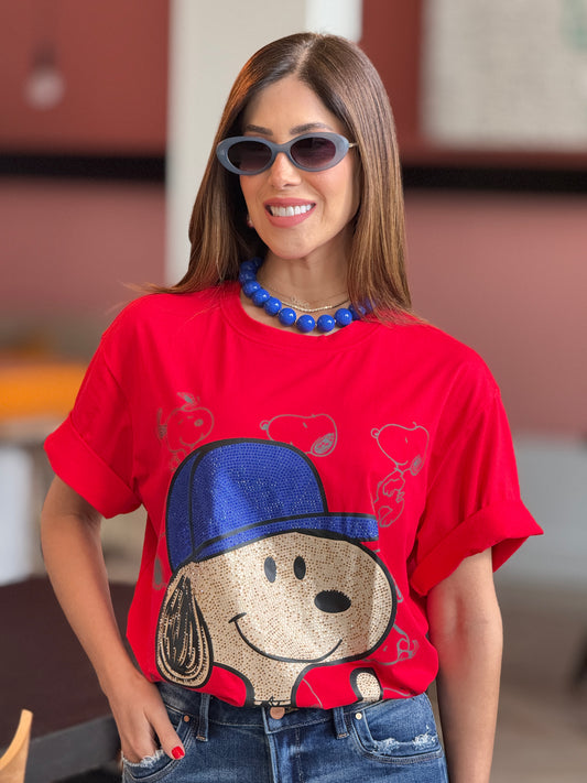 Cartoon Hat Red Oversized T-Shirt