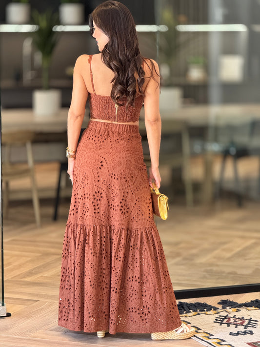 Island Brown Torchon Skirt Set