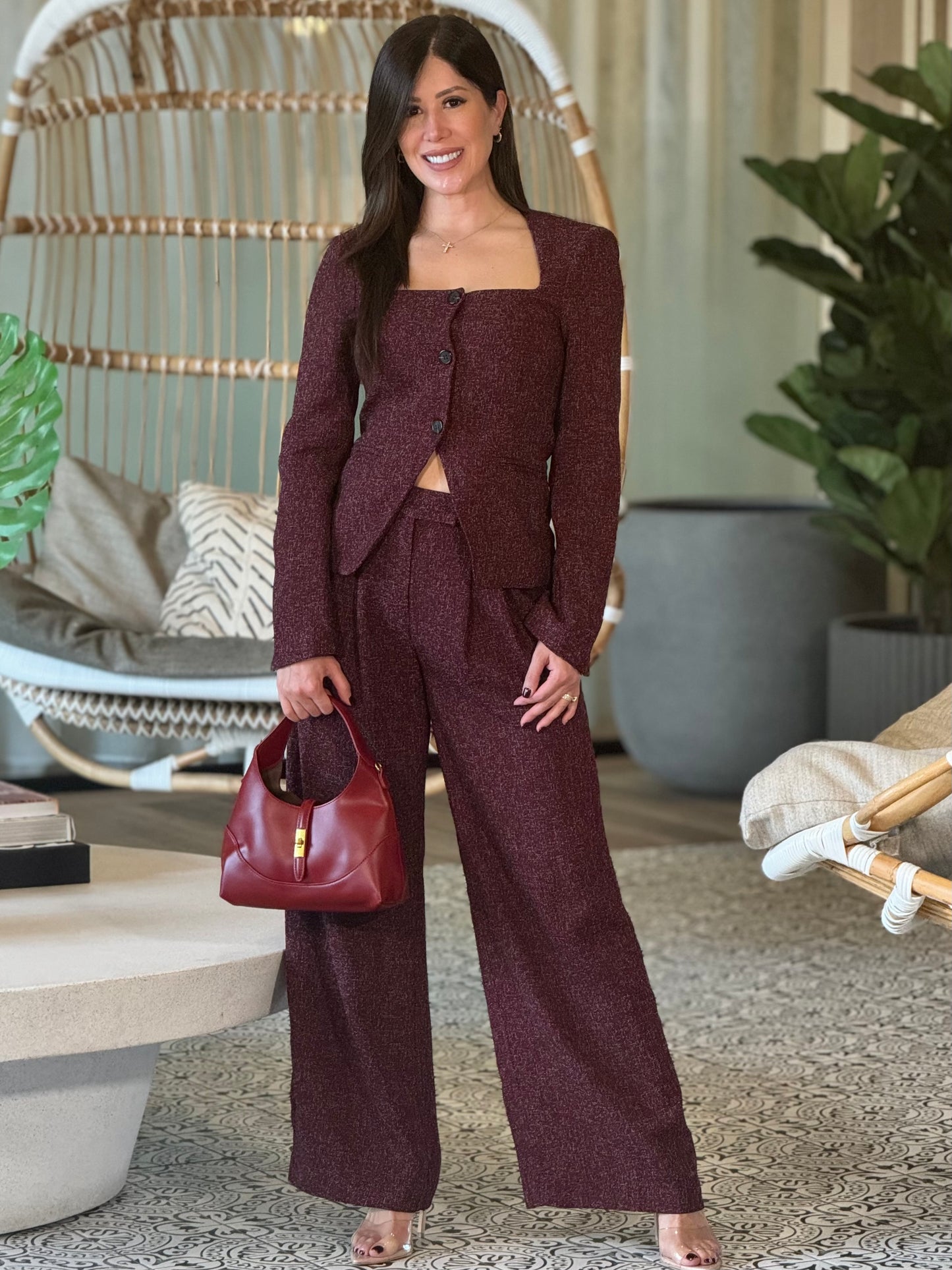 Angelica Burgundy Tweed Set