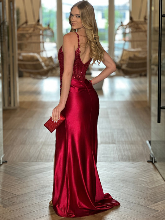 Kelly Red Embellished Dress Gala