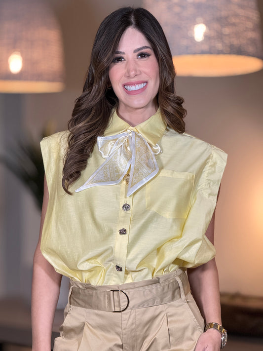 Muy Yellow Silk Scarf Shirt Top