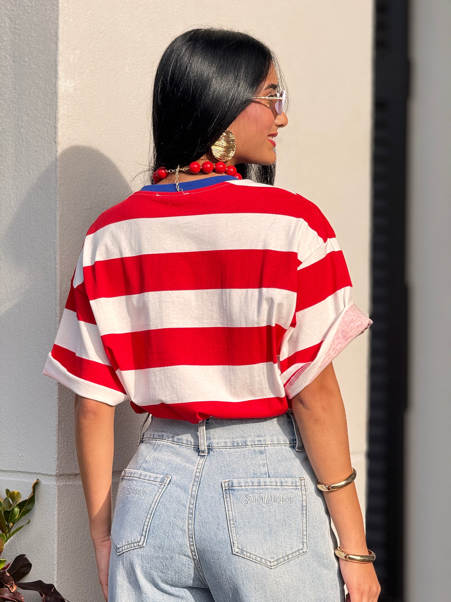 Capri Days White/Red Lines T-Shirt