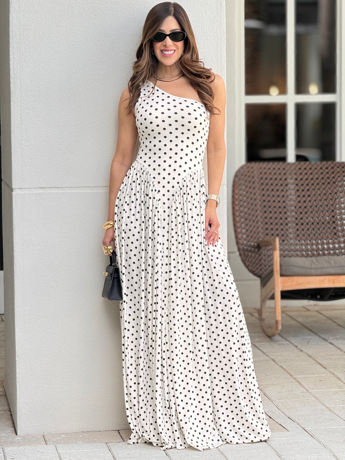 Signature White Polka Dots Maxi Dress
