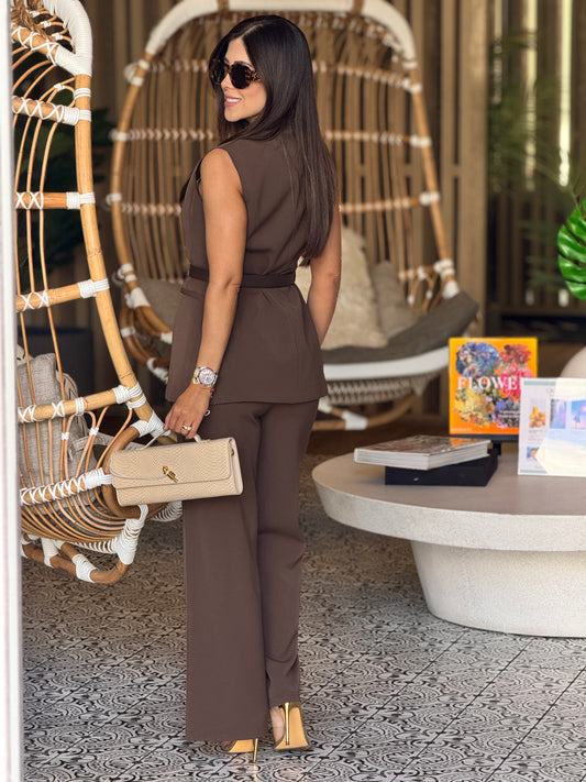 Camie Brown Vest Set