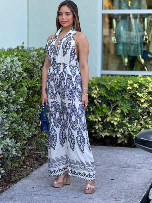 Marina Blue Print Jumpsuit