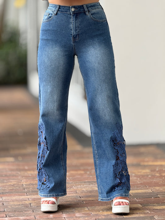 Gaia Denim/Navy Embroidery Jeans
