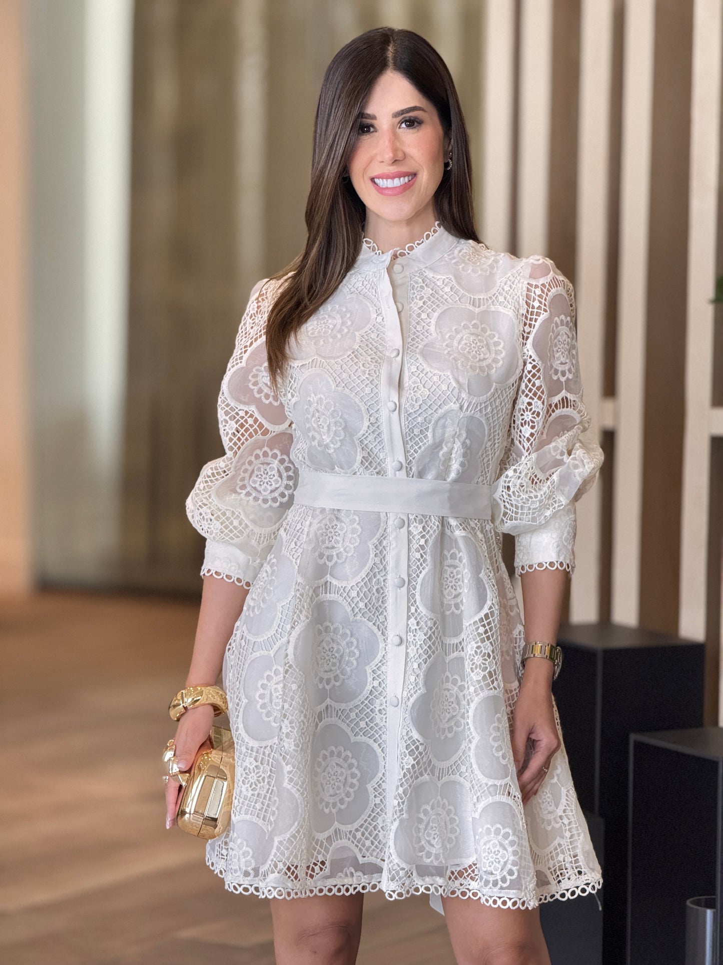 Voguish Ivory Floral Torchon Dress