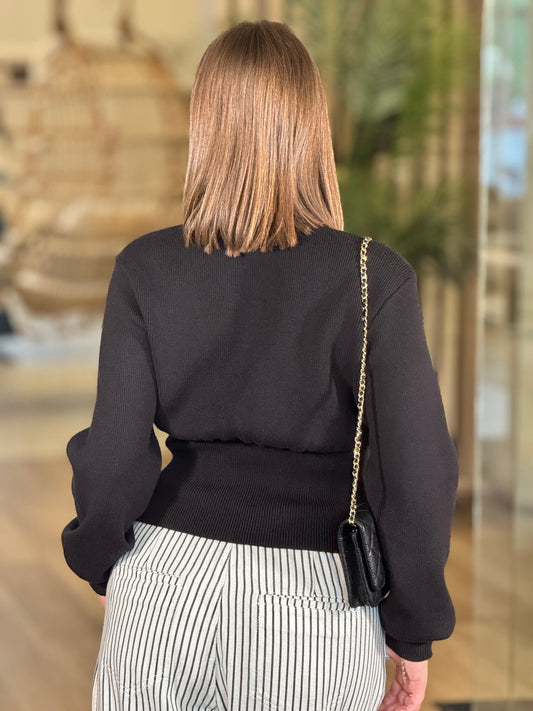 Marilú Black Gold Button Cardigan Top