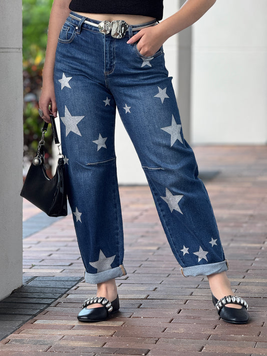 Risen Dark Denim Stars Jeans
