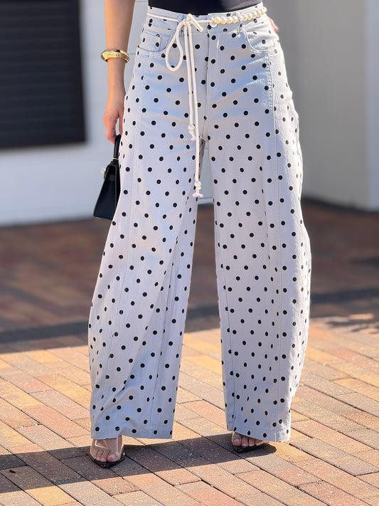 Muy Blue/Black Pearls Polka Dots Pants