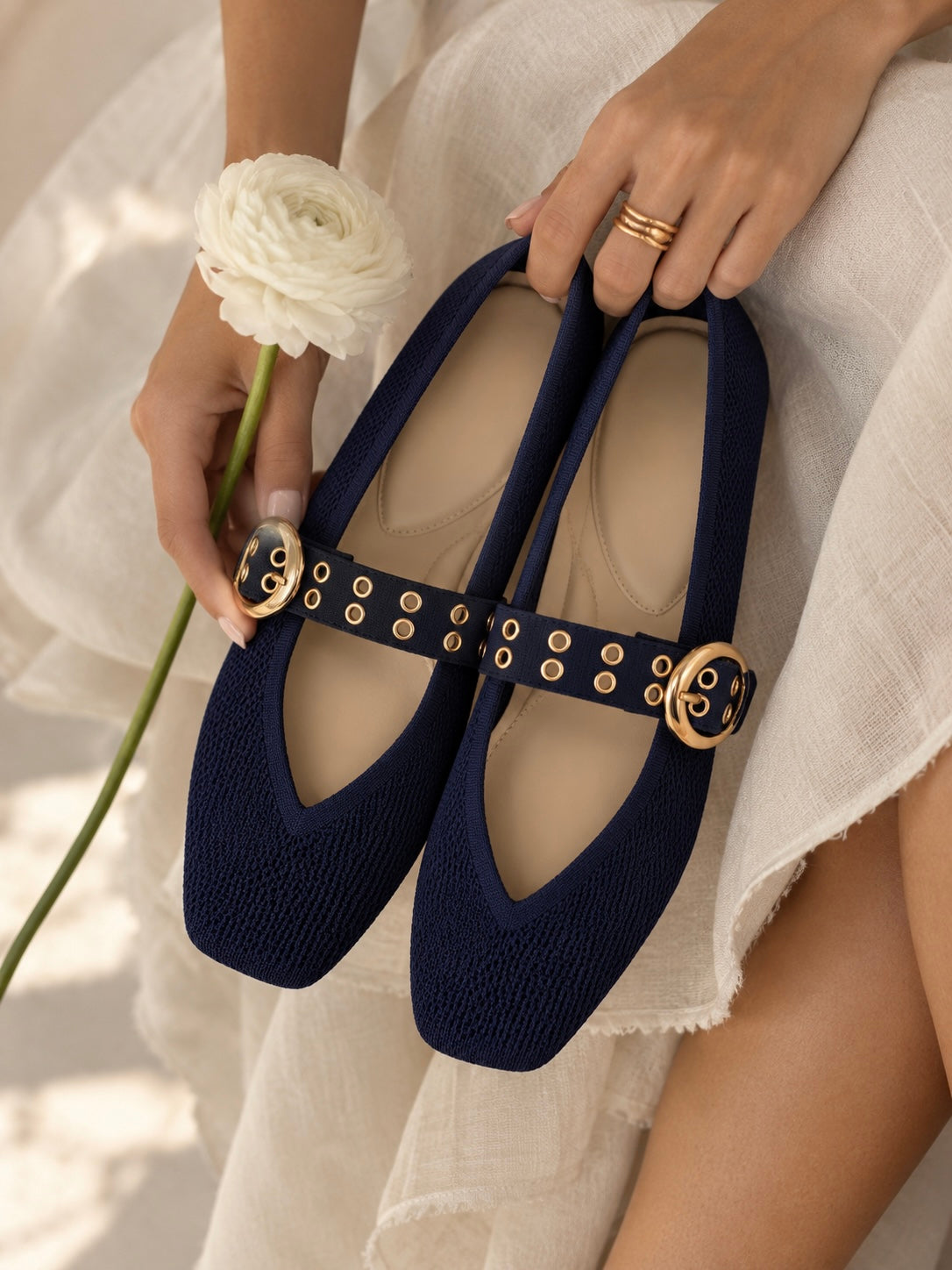 Fenton Navy Ballerina Flats
