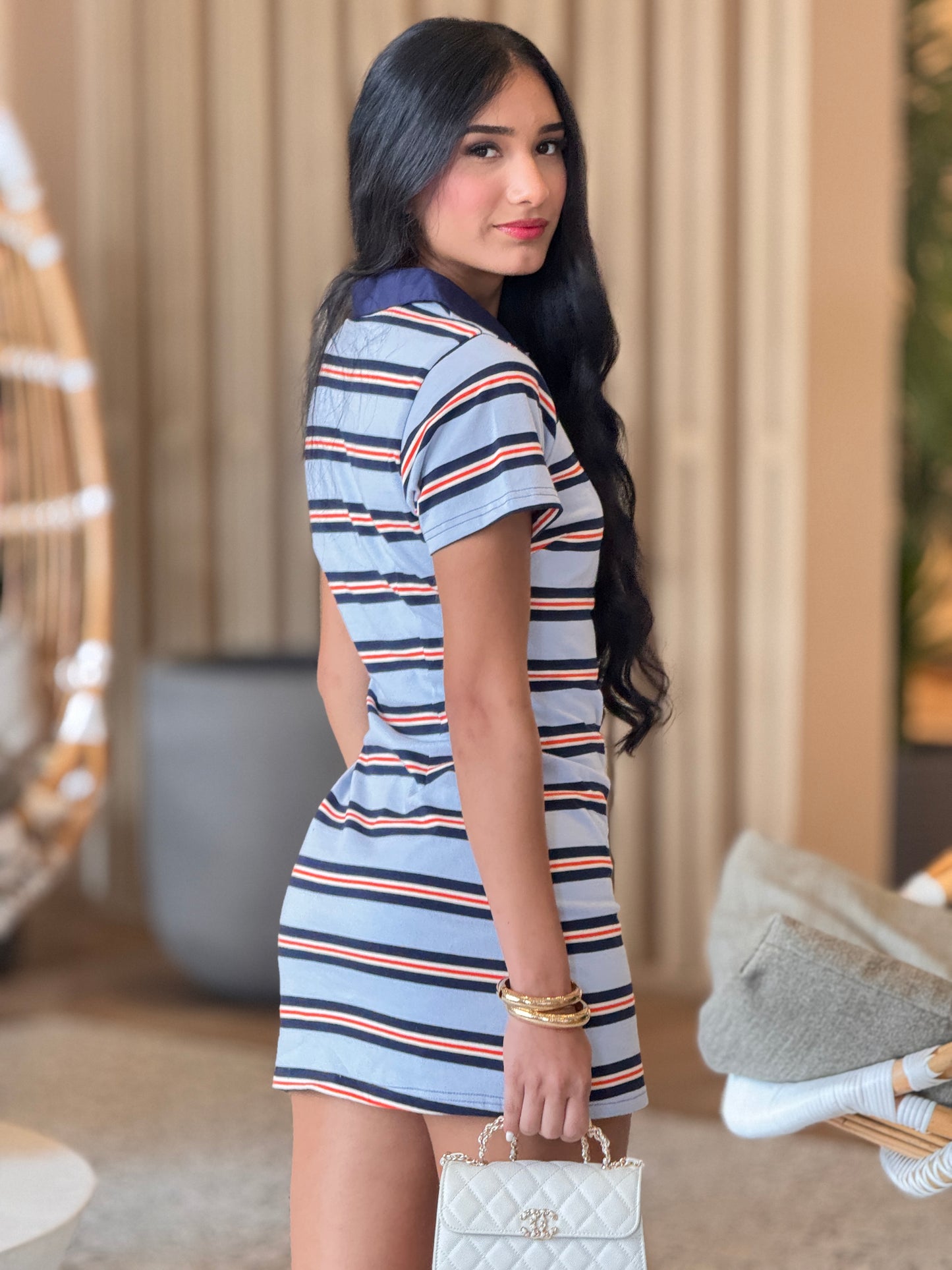 Emory Blue/Navy Red Chemise Dress