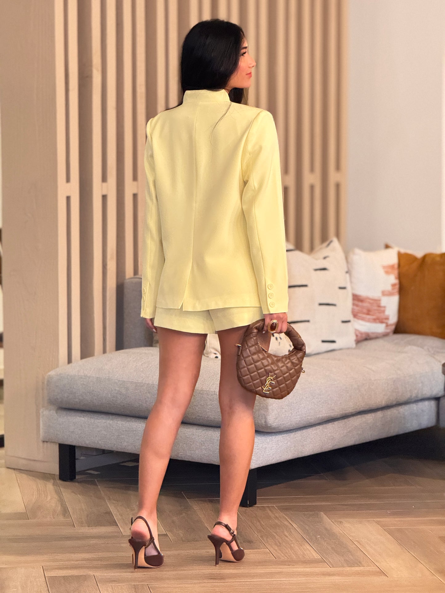 Gaia Yellow Skirt Blazer Set