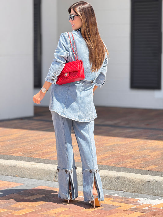 Perky Light Denim Flare Jacket Set