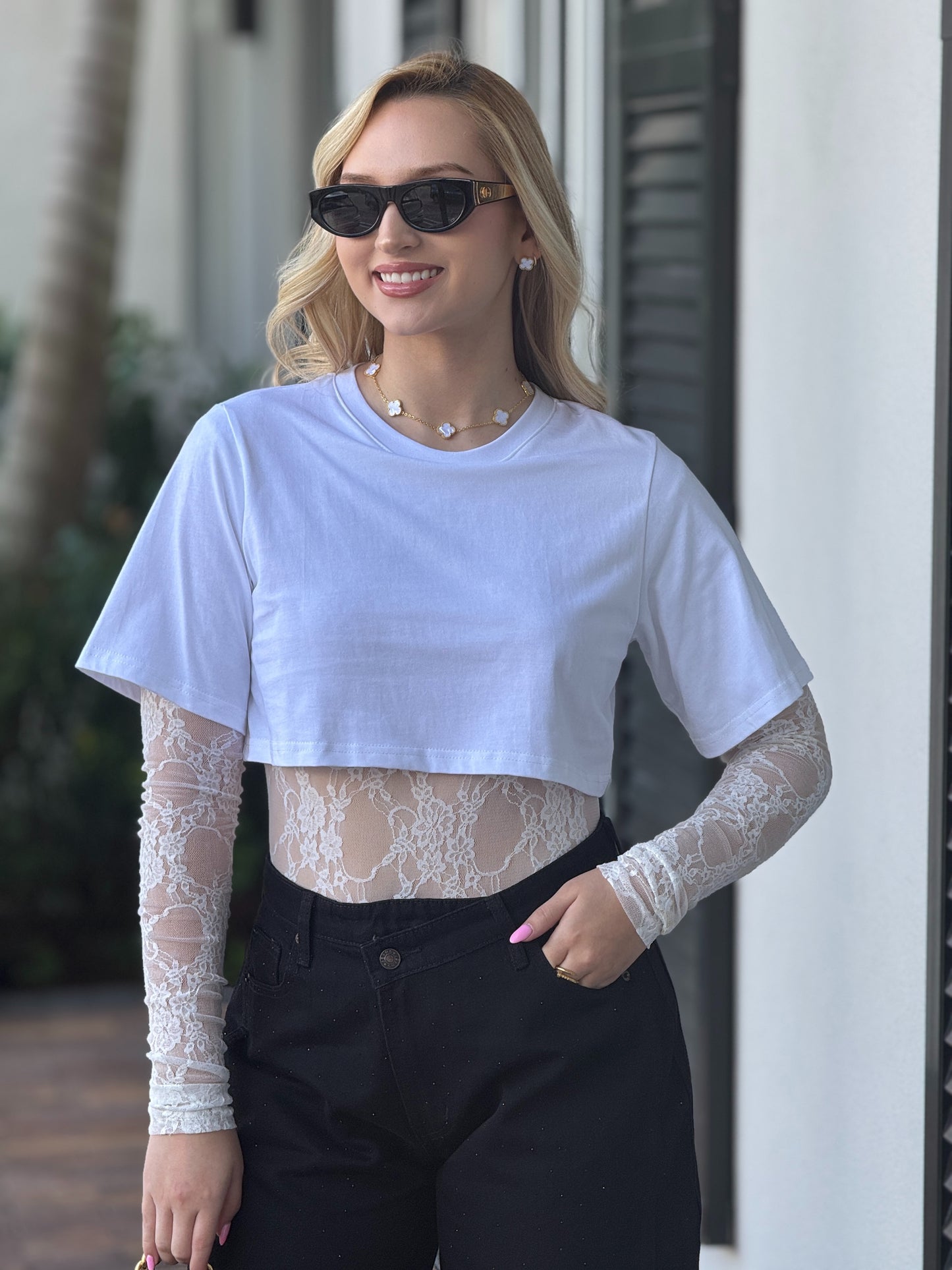 Gaia White Mesh Bodysuit