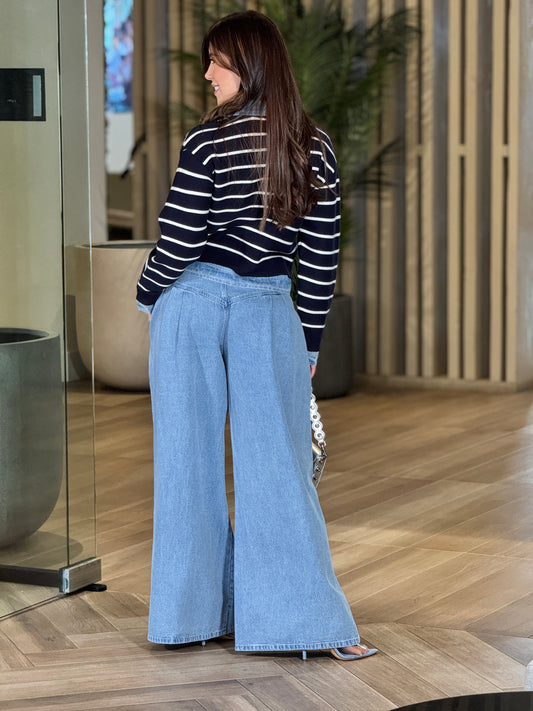 Amable Navy Denim Cardigan Top