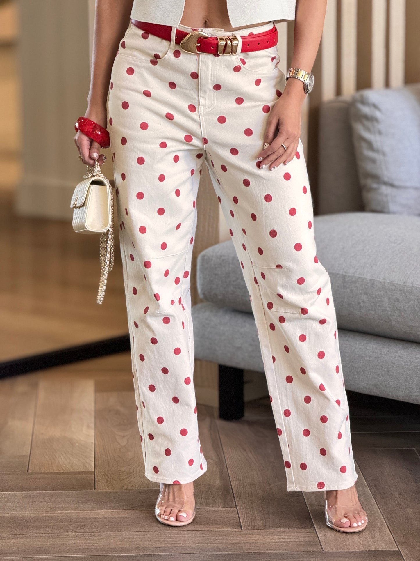 Sunday Red/Ivory Barrel Pants