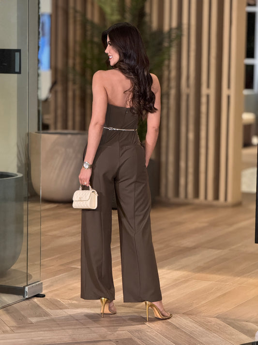 Cactus Green Strapless Jumpsuit