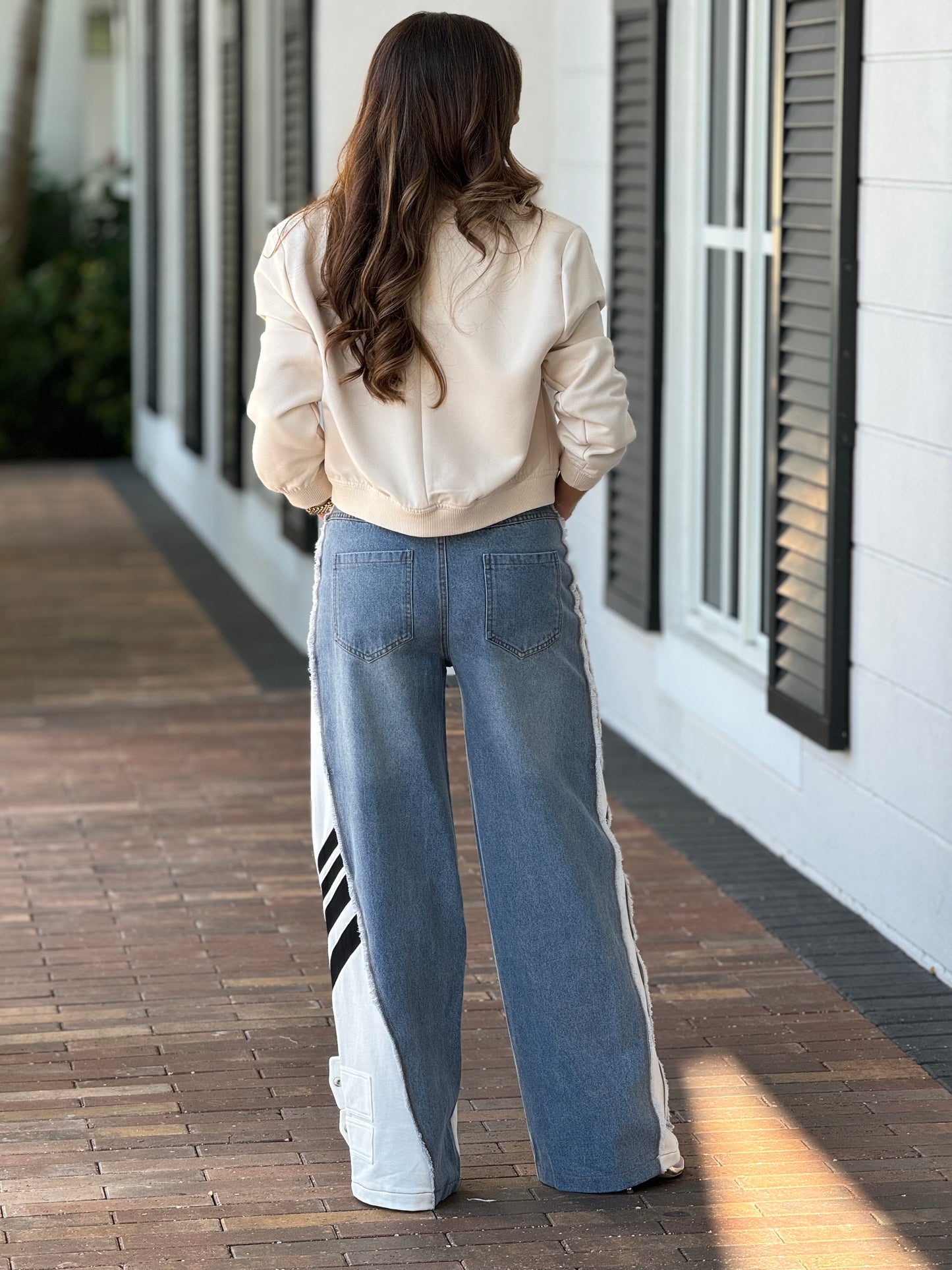 Melanie Denim/White Lines Pants