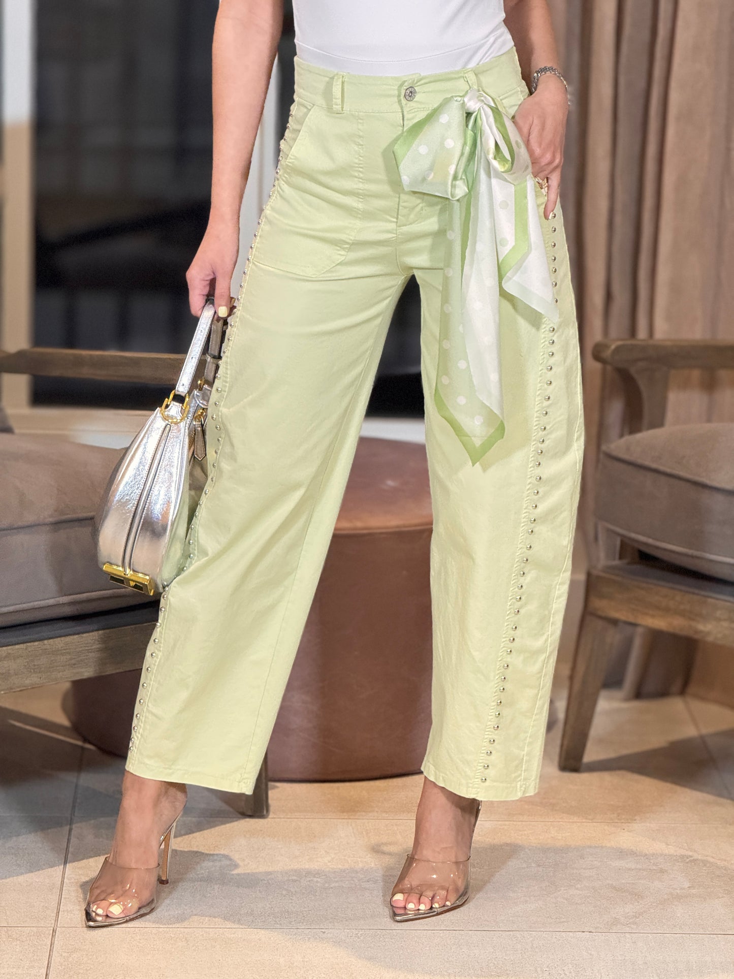 Italian Green/Silver Remaches Jogger Pants