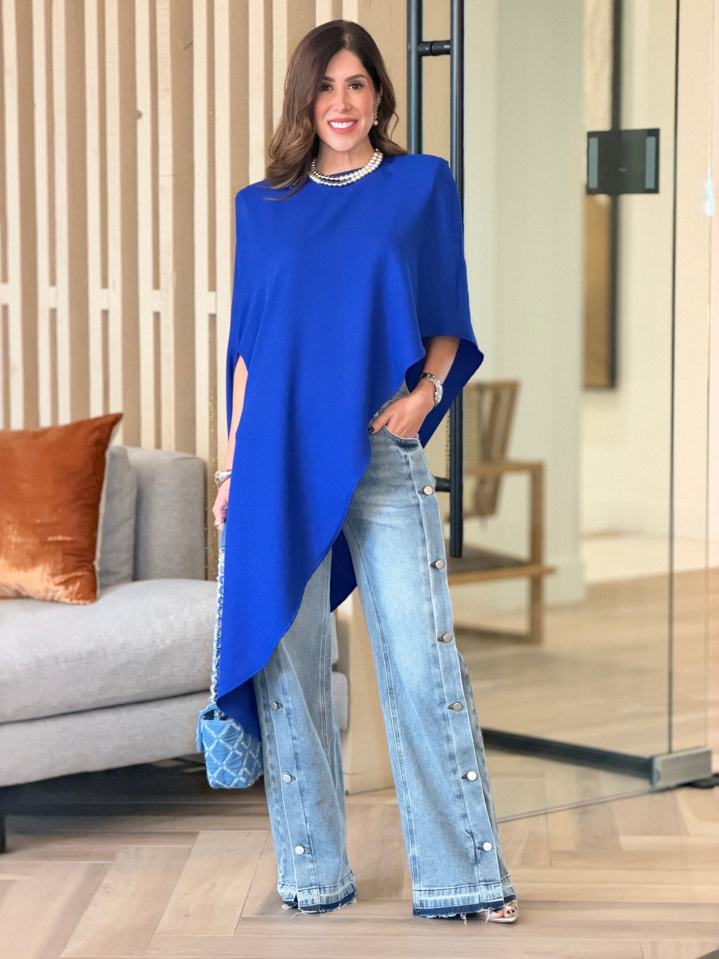 1776 Nyla Blue Shoulder Top