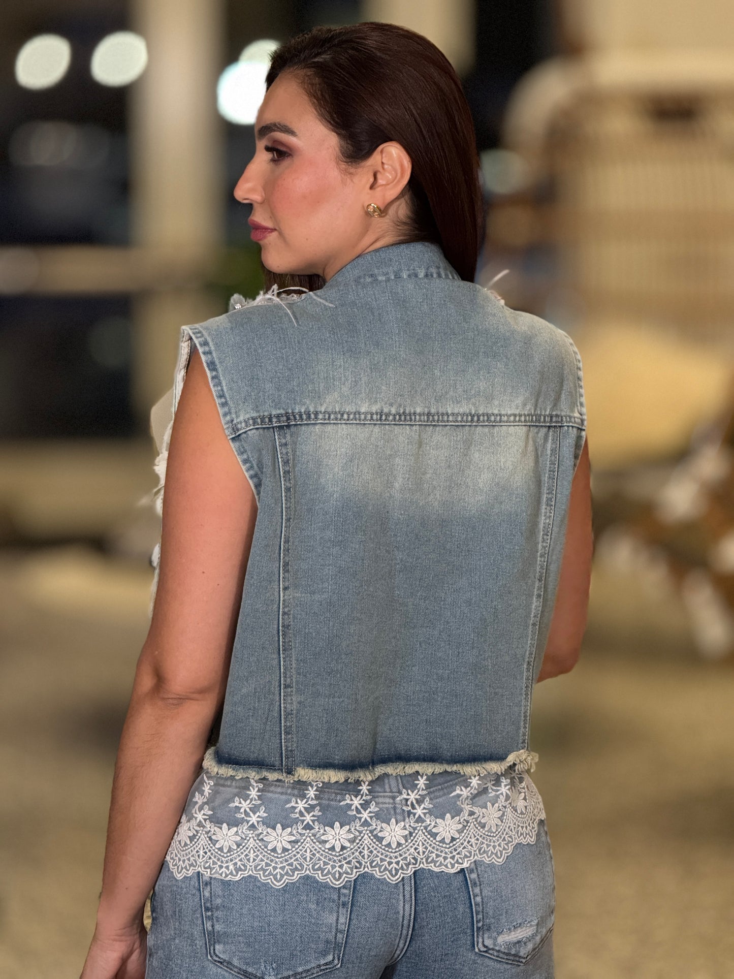 Westwood Feather Denim Vest Top