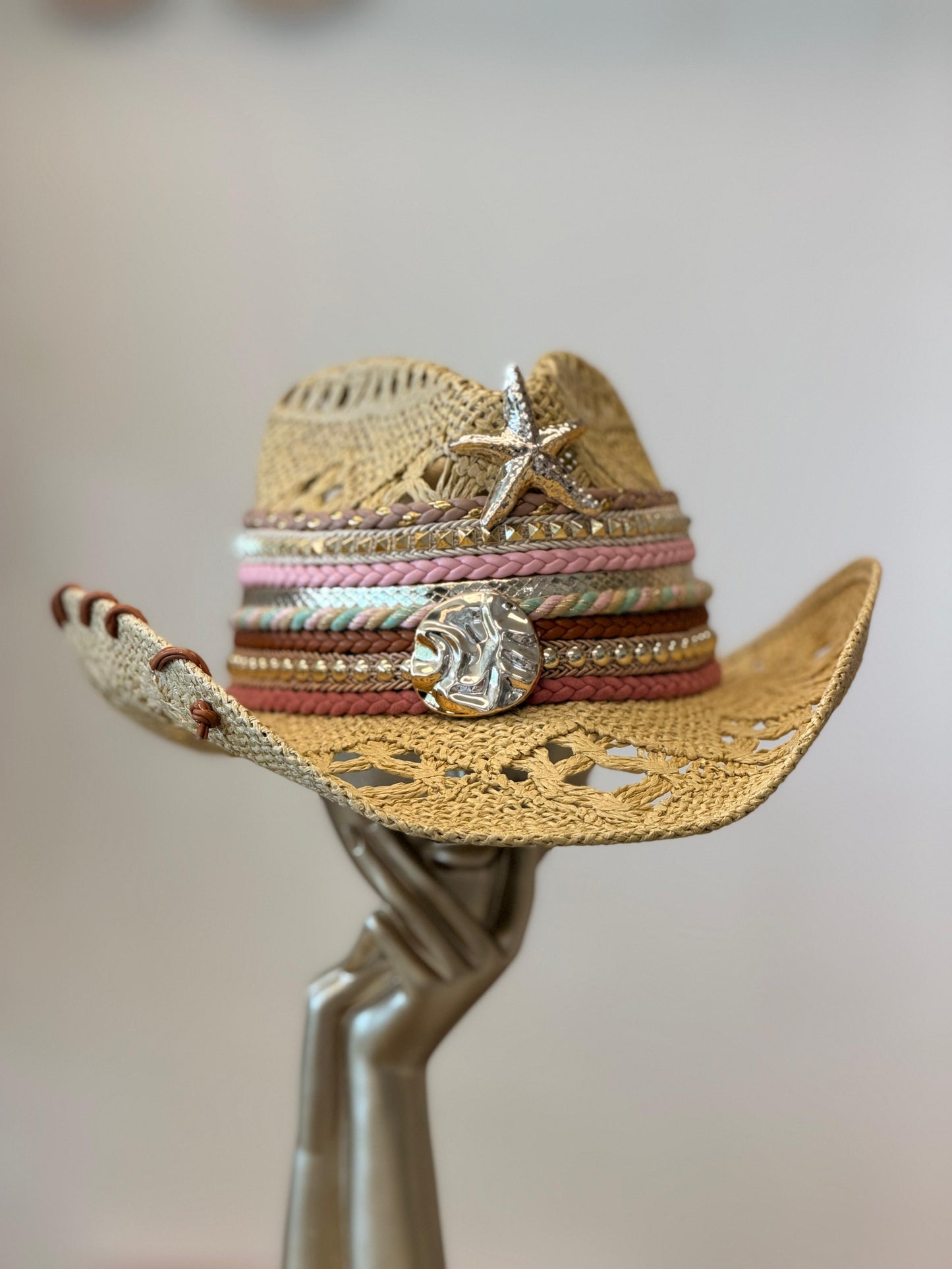 Boho Chic Natural Starfish Pink Hat