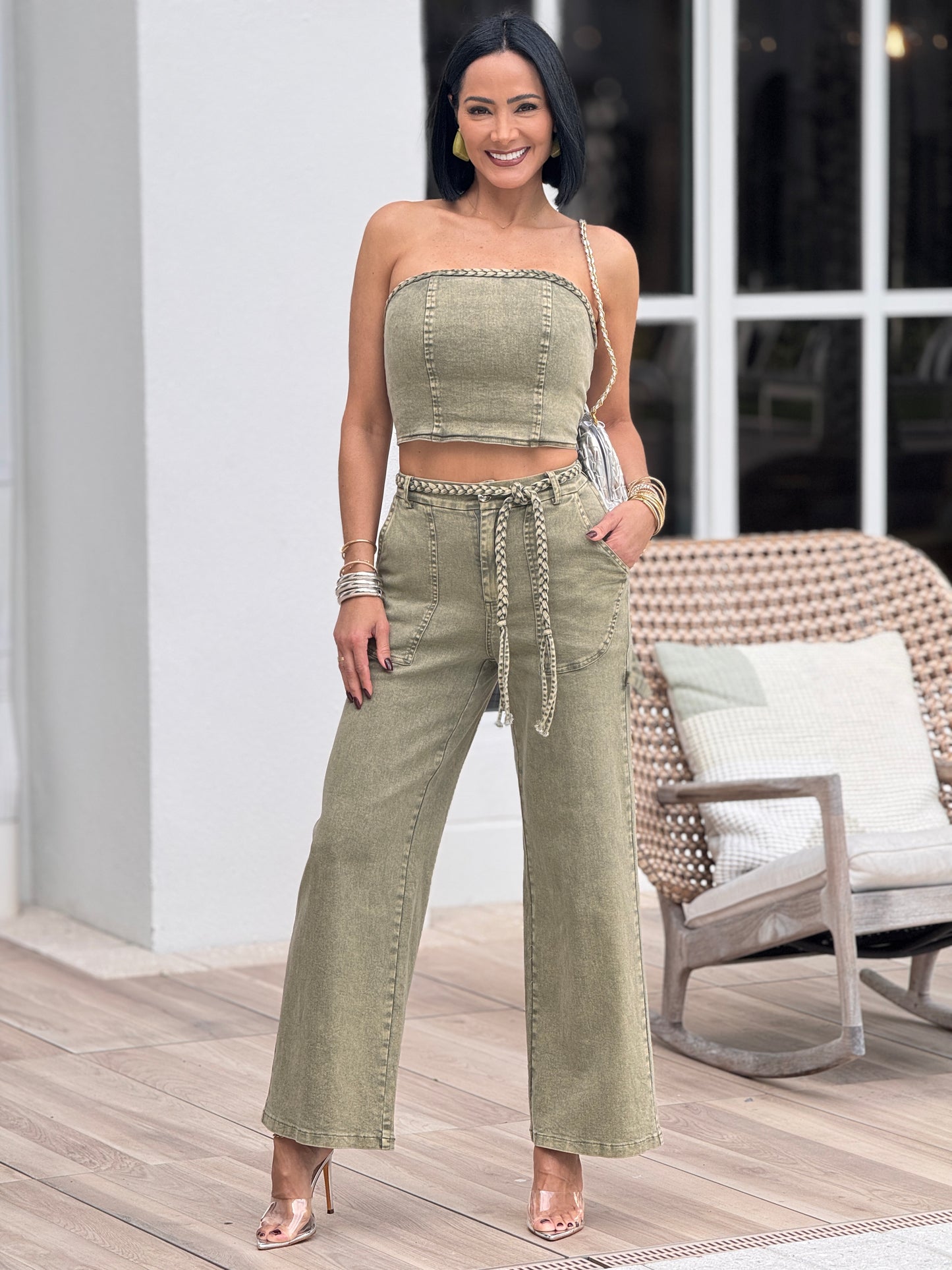 Muy Green Braids Denim Set