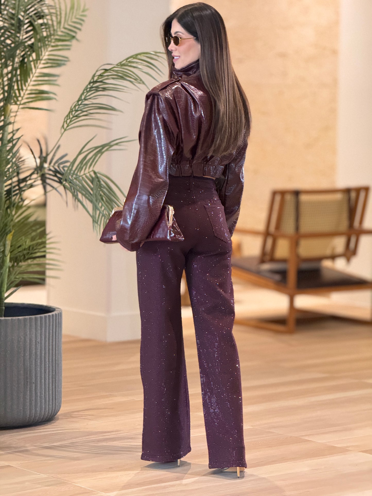 Muy Burgundy Croc Jacket Top