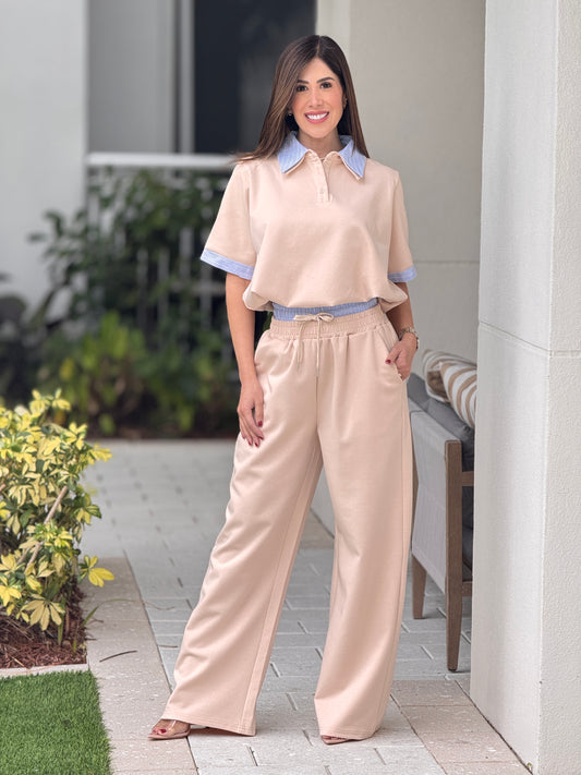 Turkish Beige/Blue Waistband Set
