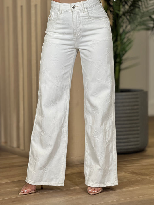 Cece White Rose Pants