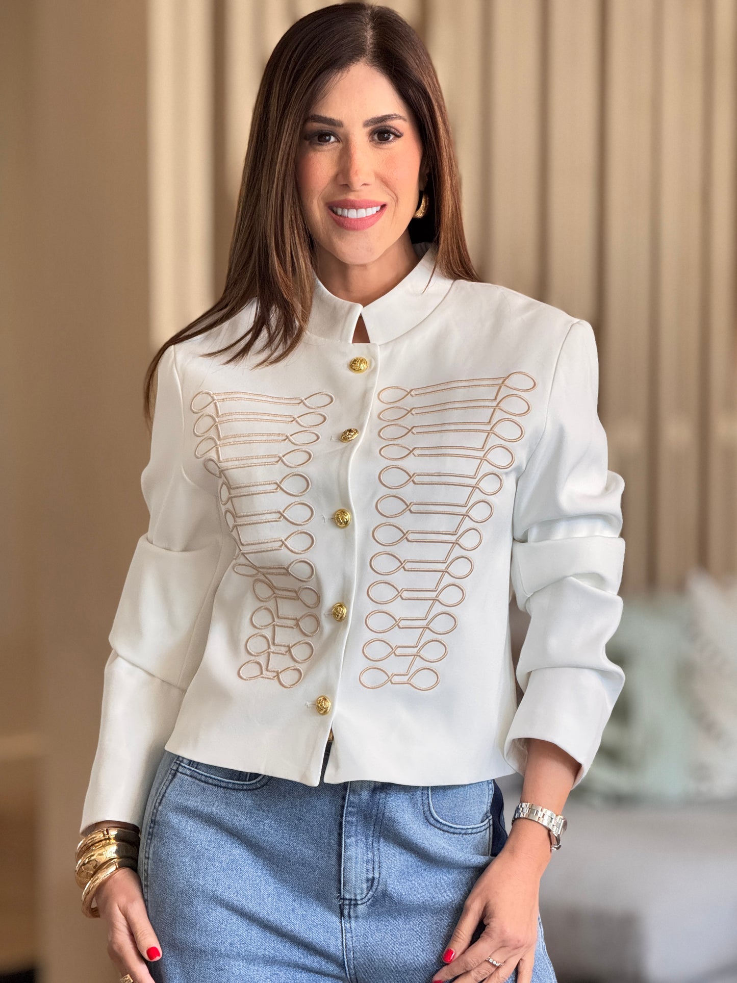 Napoleon White Embroidery Jacket Top