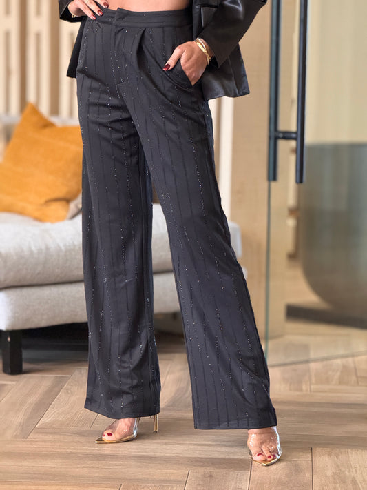Amanda Black Rhinestone Dressy Pants