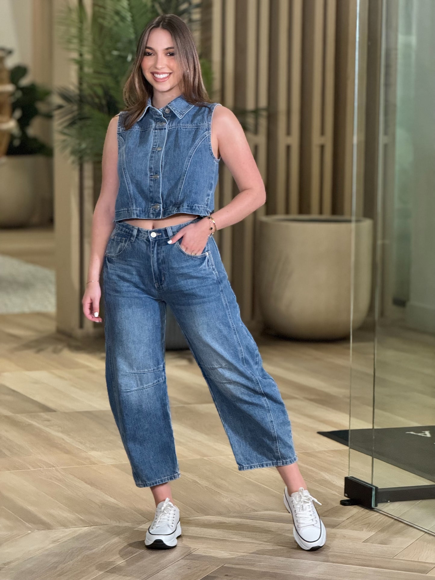 Anna Denim Barrel+Vest Set