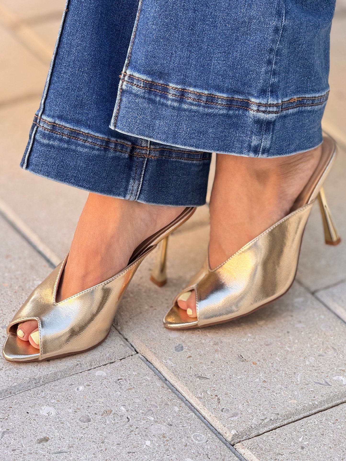 Trace Metallic Gold Heels