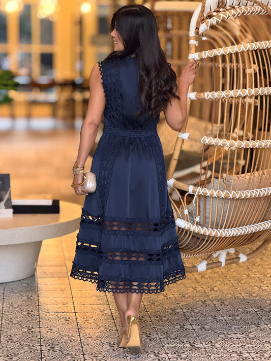 Catedral Navy Torchon Dress Gala