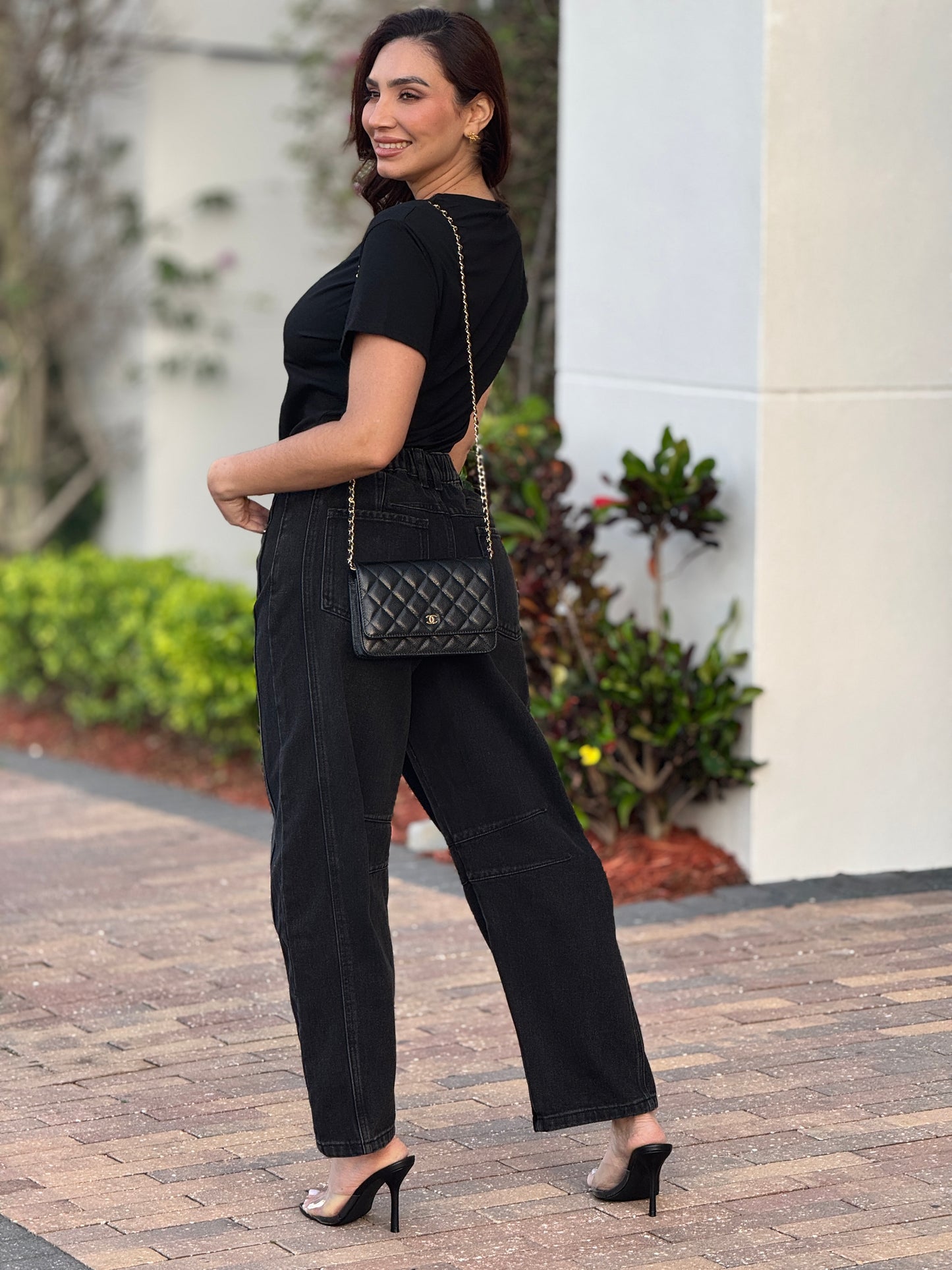 Amber Black Barrel Jeans