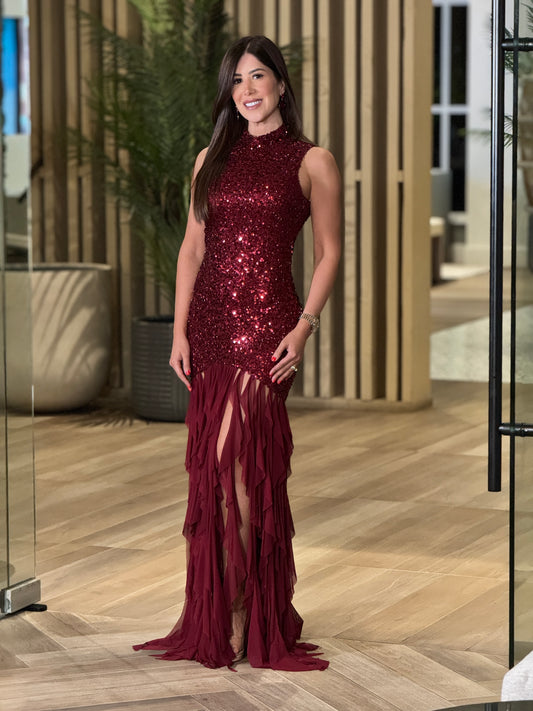 Showgirl Red Sequin Dress Gala