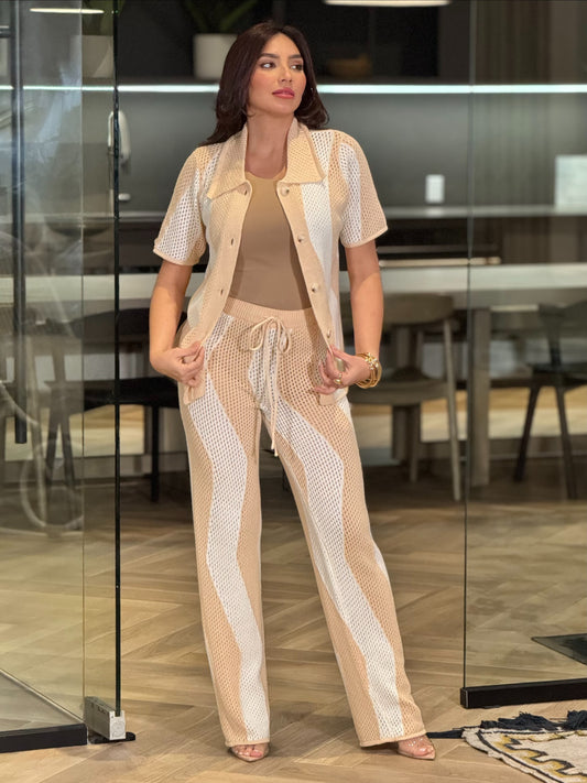 Mallorca Beige/White Crochet Set