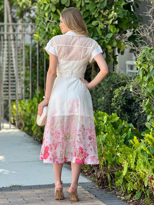 Gardenia Floral White/Pink Dress