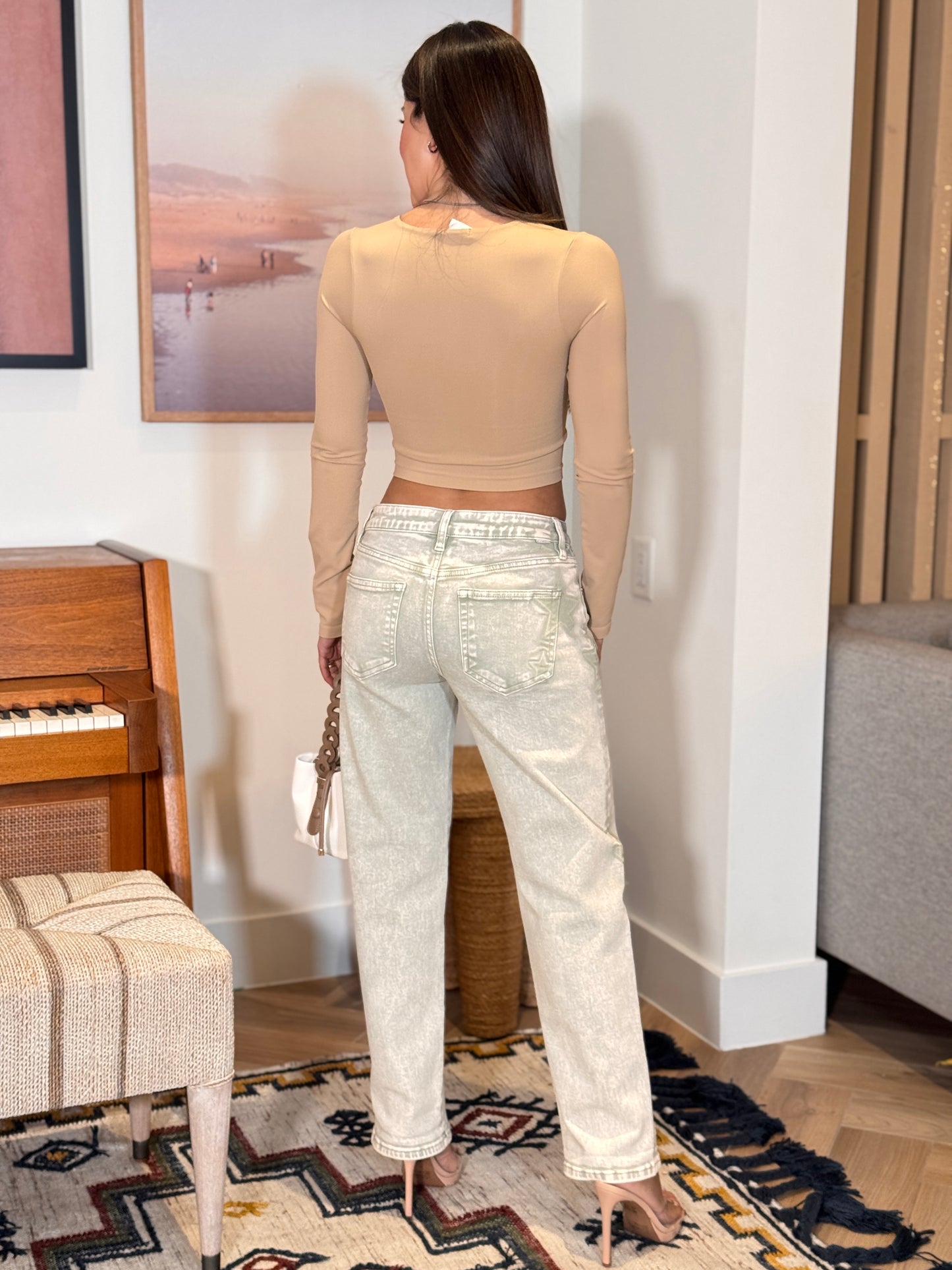 Risen Stars Green Pistachio Barrel Jeans