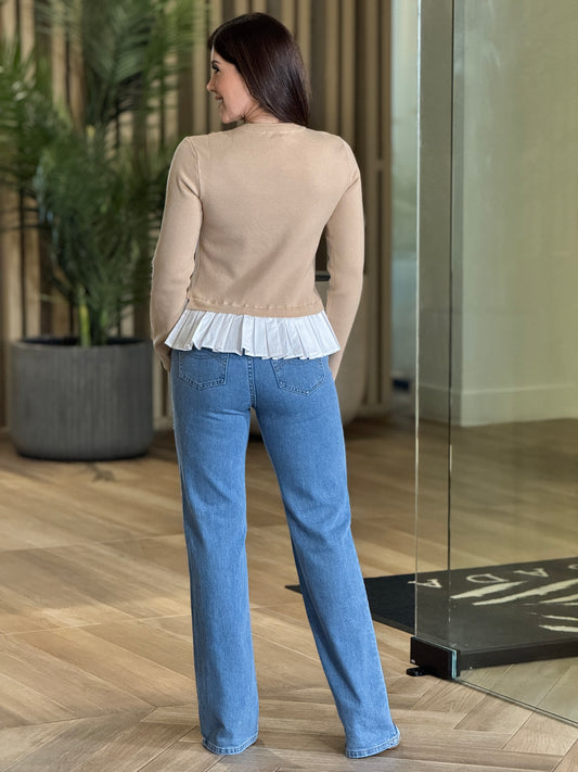 Rivera Beige Knitted/Shirt Top