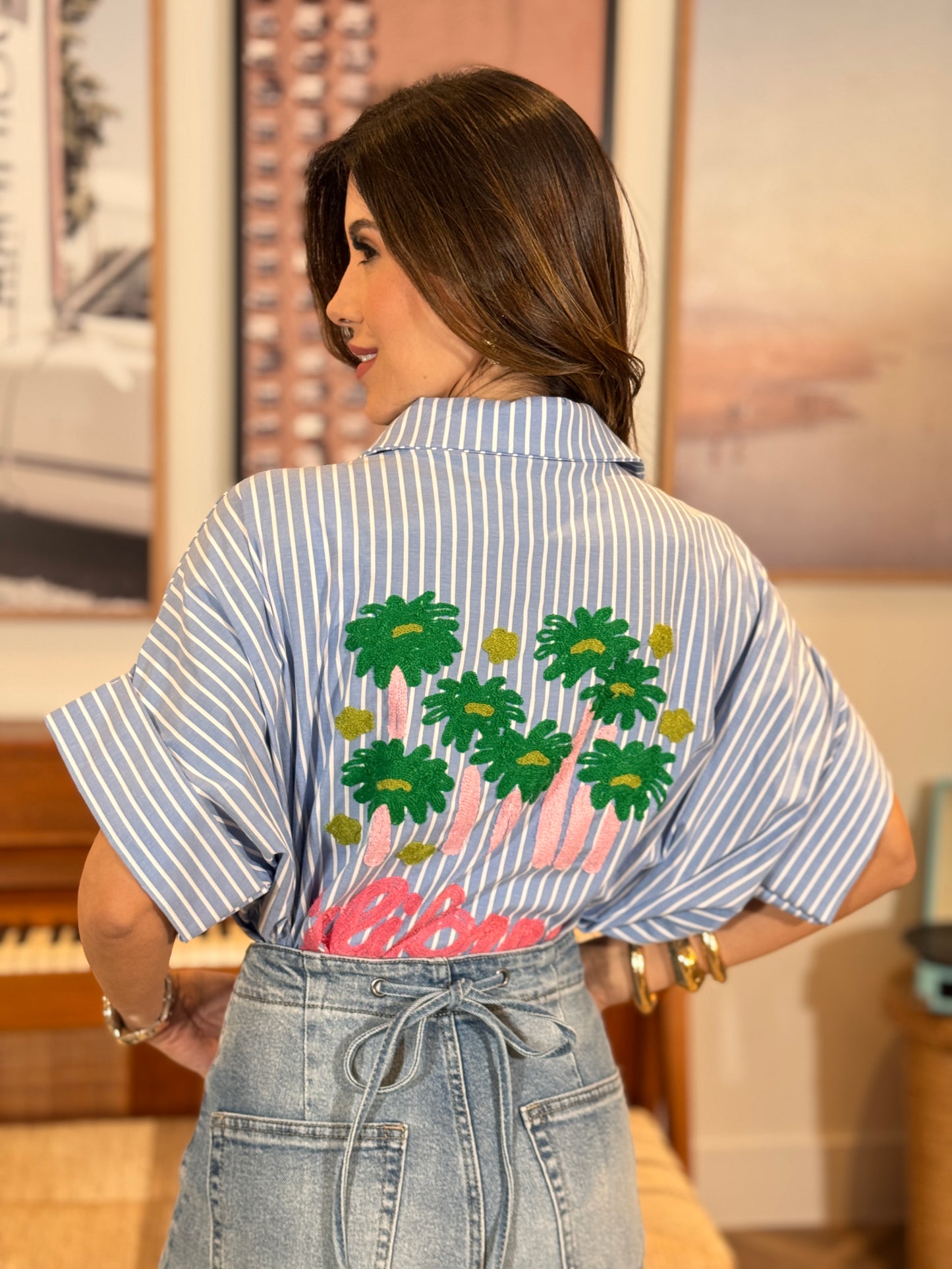 California Fuzzy Blue Lines Shirt Top