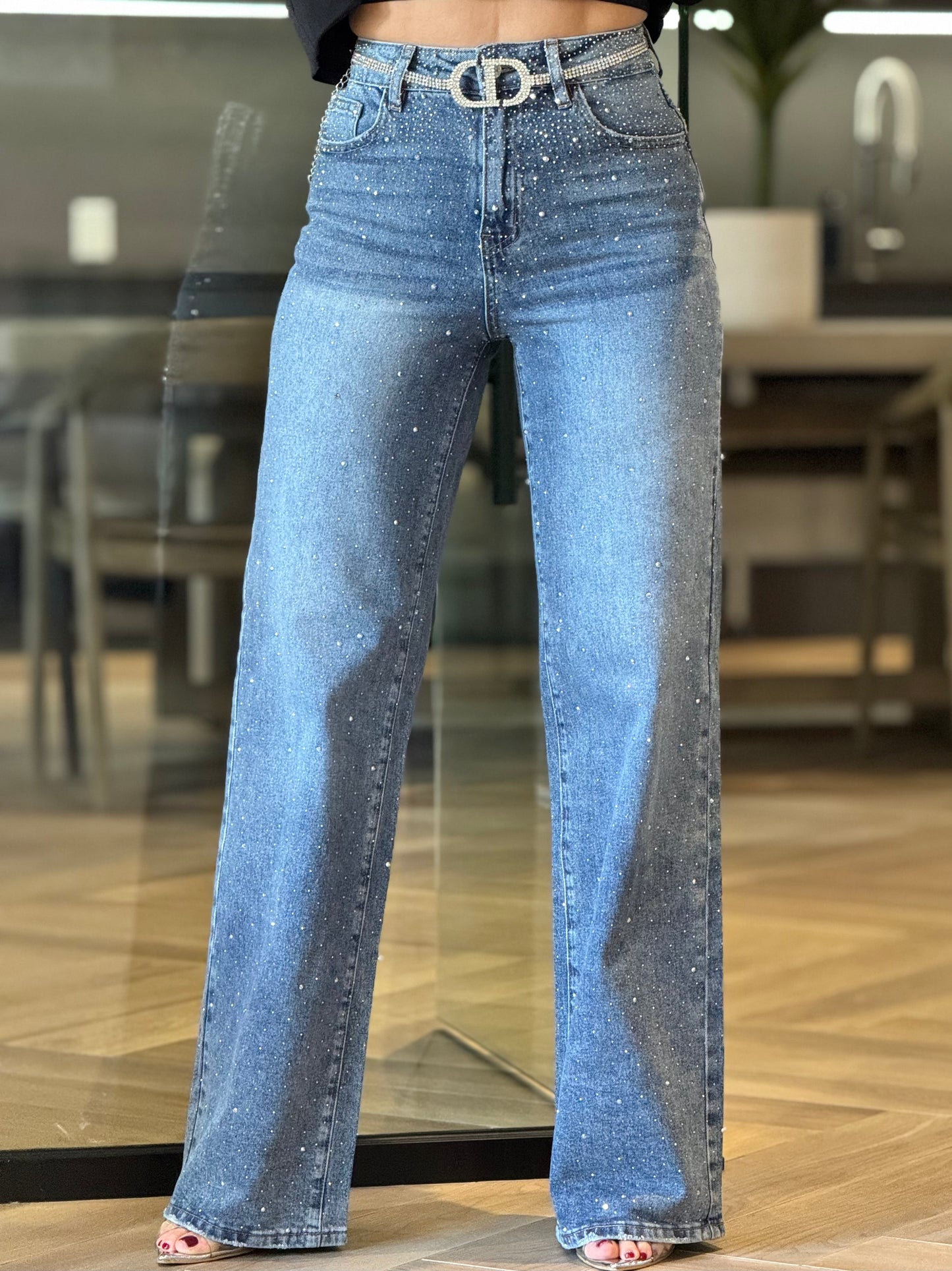 Hollywood Rhinestone Dark Wash Jeans