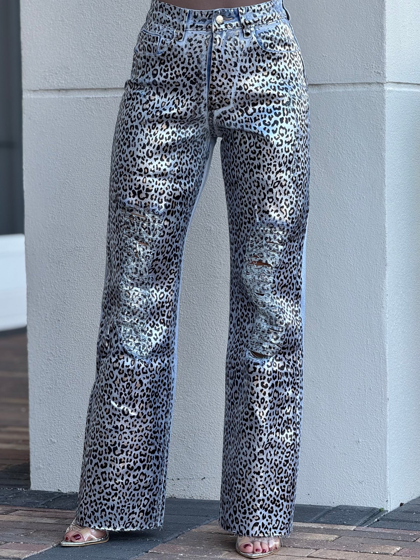 Angelica Leopard Metallic Jeans