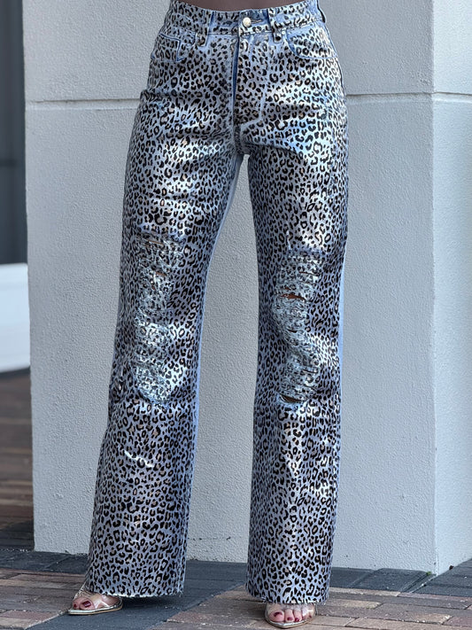 Angelica Leopard Metallic Jeans