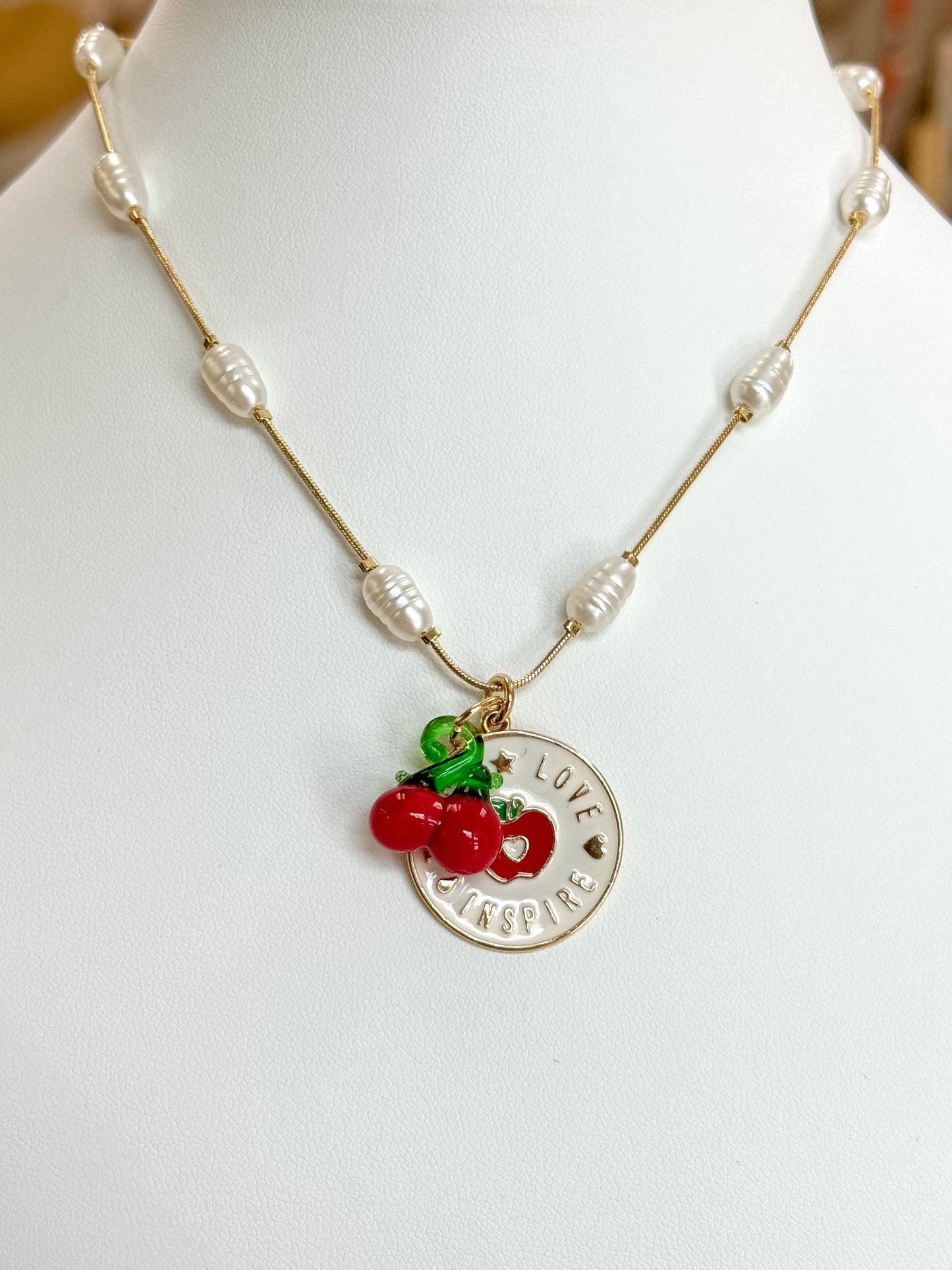 Apple+Cherry Murano Necklace