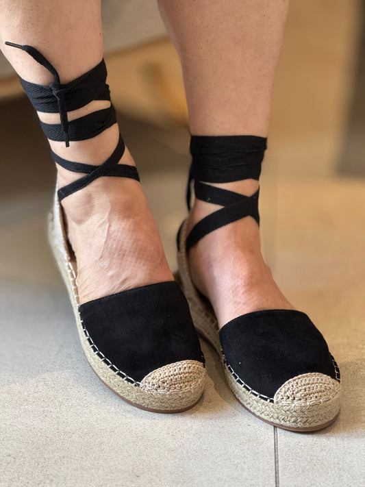 Santorini Spadrille Black Shoes