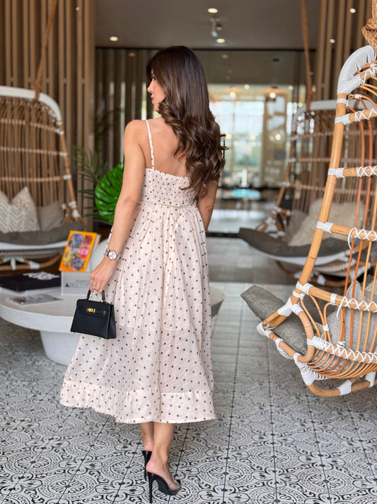 Voguish Ivory Polka Dots Puffy Dress