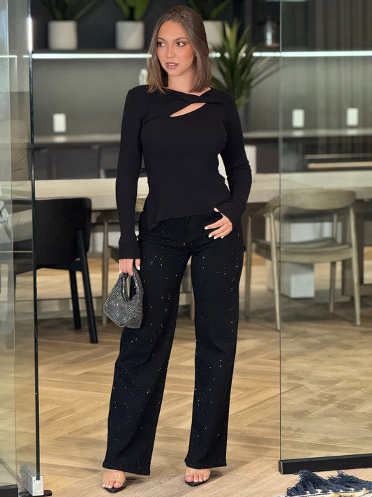 Kimberly Black Rhinestone Jeans